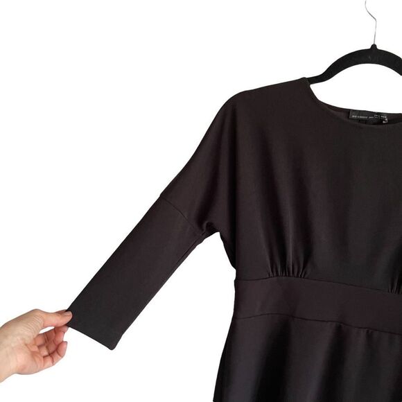 ZARA Y2K Crew Neck Open Back Batwing Dolman Sleeves Mini Dress Black M - Picture 4 of 7